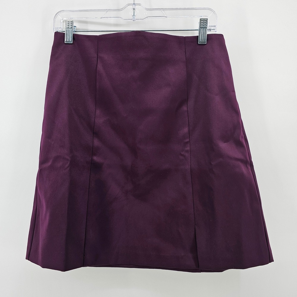LOFT A-Line Skirt Womens 8 Purple Solid Lined Side Zip Professional 35445739 NWT